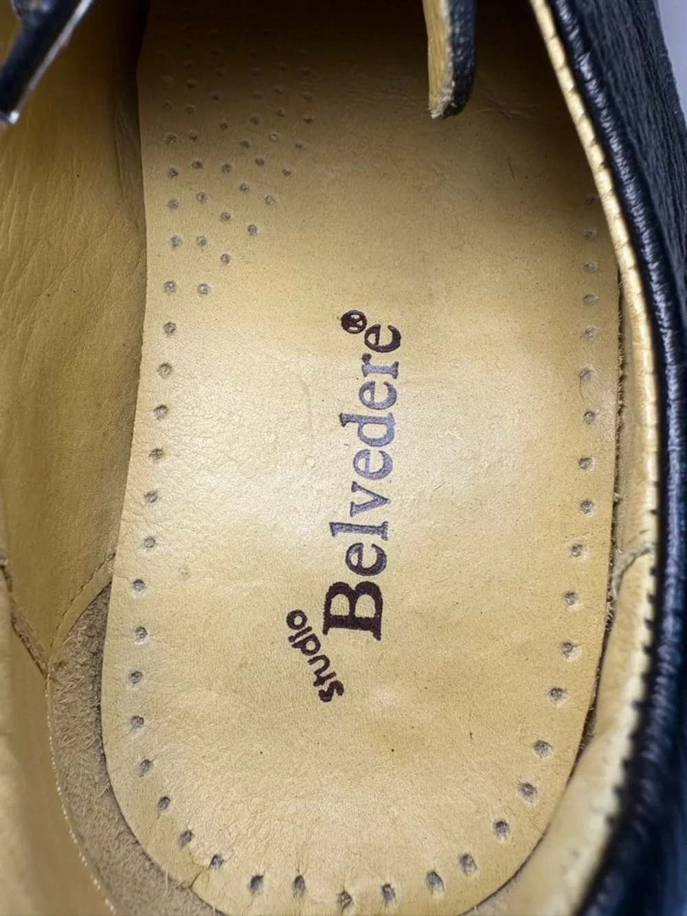 Studio Belvedere Bay Bridge Black Leather Derby Shoes for Men Size 12D